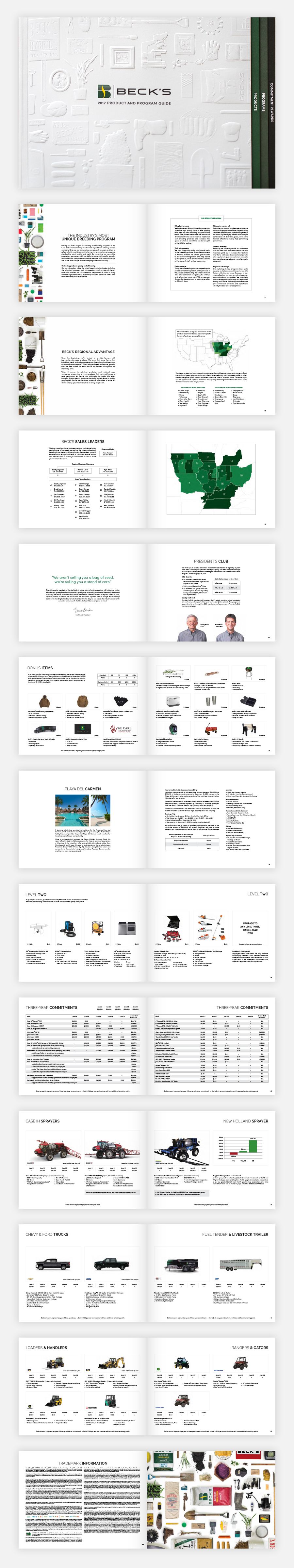 Tall board of rewards-section spreads from the Beck's program guide