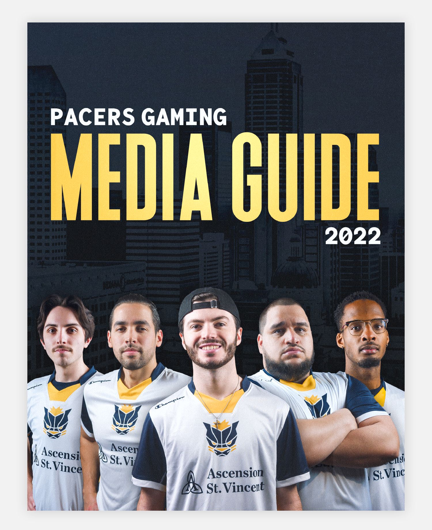 Pacers Gaming Media Guide 2022 cover with five players