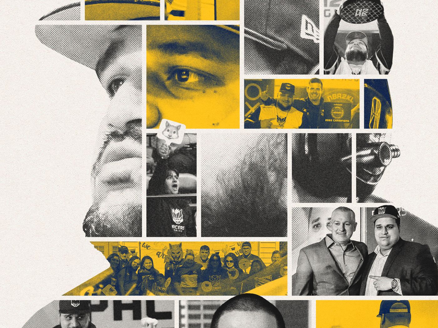 Pacers Gaming social media graphics collage in navy and gold